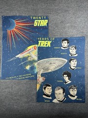 VTG 20 Years of Star Trek Fabric Curtains USS Enterprise Cotton Blue Set of 2