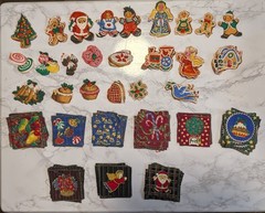 Fabric Pieces Christmas Holiday Cotton Squares Mixed Print Bundle Quilting 167pc