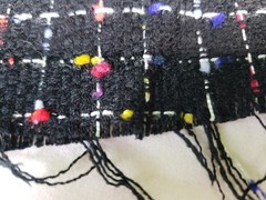 Thick Woven Black Fabric Windowpane Grid Small Raised Colored Dots 2 Yards x56″