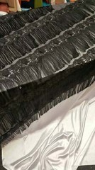 Black fringe lace 3d floral flowers embroidered on mesh fabric sold by the yard