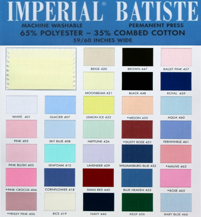 Spechler-Vogel Imperial Batiste 60″ Poly Cotton Fabric by the Yard