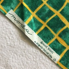 20″ Moda Whimsical Wabbits Patrick Lose Green Yellow Square Print Cotton Fabric