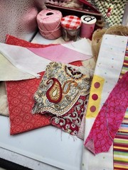 Vintage handstitched PINK Slow Stitch Junk Journal Kit Craft Sewing Buttons