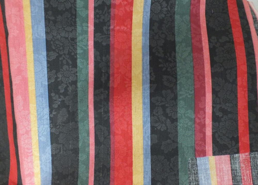 1 yard strong STRIPE w/muted flower over print cotton quilting fabric crafts OOP