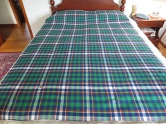 4245. VIBRANT GREEN & BLUE PLAID Synthetic Blend FABRIC – 55″ x 2 yds.