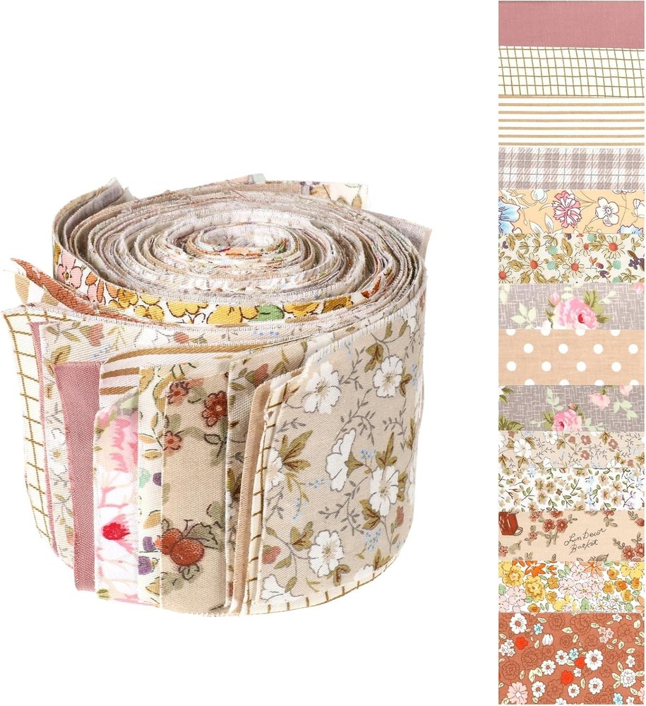 42Pcs Jelly Roll Fabric Strips Soft Cotton Quilting Fabric 2.5 x 20 Inch Pre-Cut