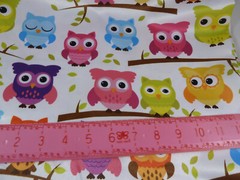 Owl Print Fabric Briht colorful Satin finish 40″ W X 63″ Long