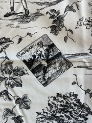 Vintage Baseball Motif Black Cream Toile Decorator Fabric 1.5 yds x56″