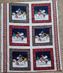 VTG LOT CHRISTMAS FABRIC PANELS Spring Mills SNOWMEN Aprons DEER Santa Cut & Sew
