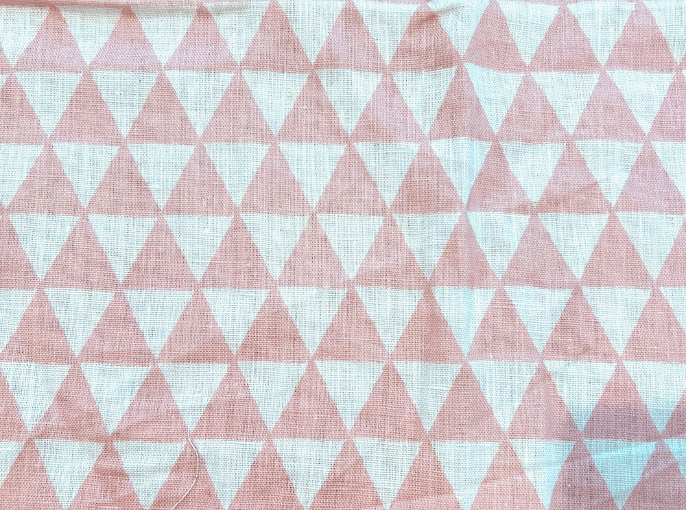 Designer Geometric Fabric Pink, 100% linen, 7.5oz.,255gsm, BTY, Swatch Available