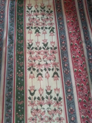 Vintage Dusty Rose Blue Green Floral Stripe Cotton Quilt Fabric~3-1/4 yds x 44″