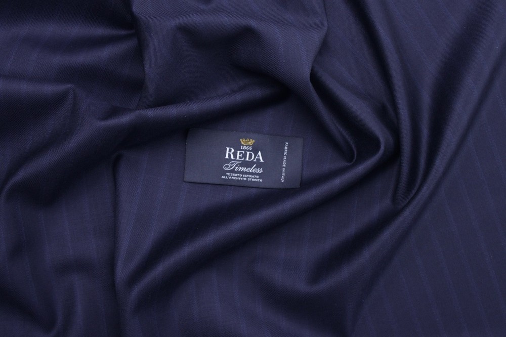 Reda 1865 premium Italian wool suiting fabric 150’s classic navy striped 3.4 m