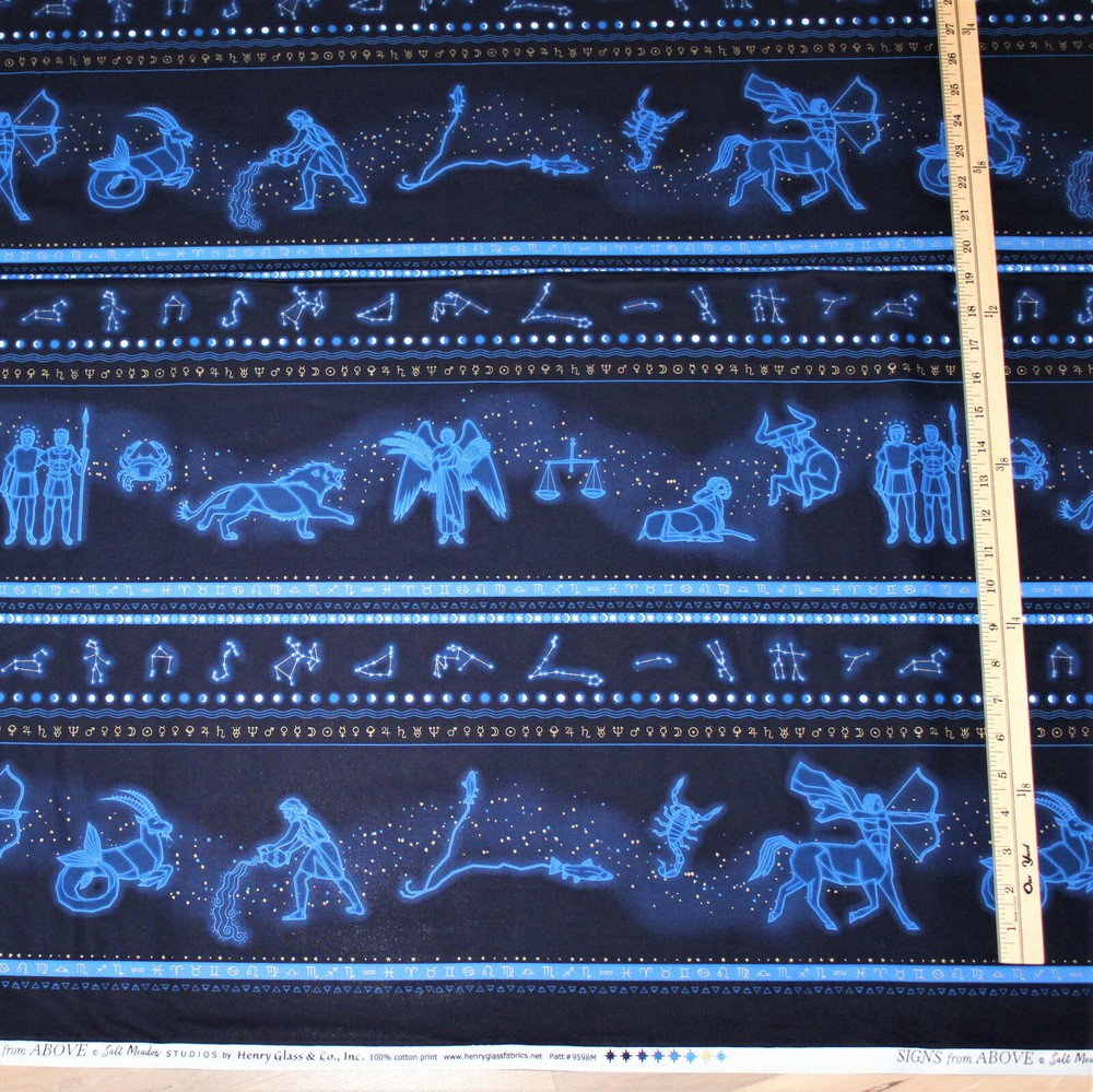 Signs from Above Stripe Celestial Constellation Metallic Fabric 23″ x 42″ #9598