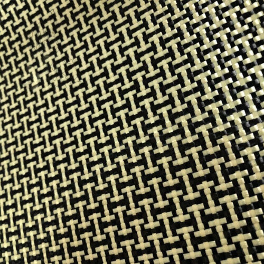 Yellow+Black Aramid Carbon Fiber Blended Cloth Fabric 50cm(L) 100cm(W) 200gsm