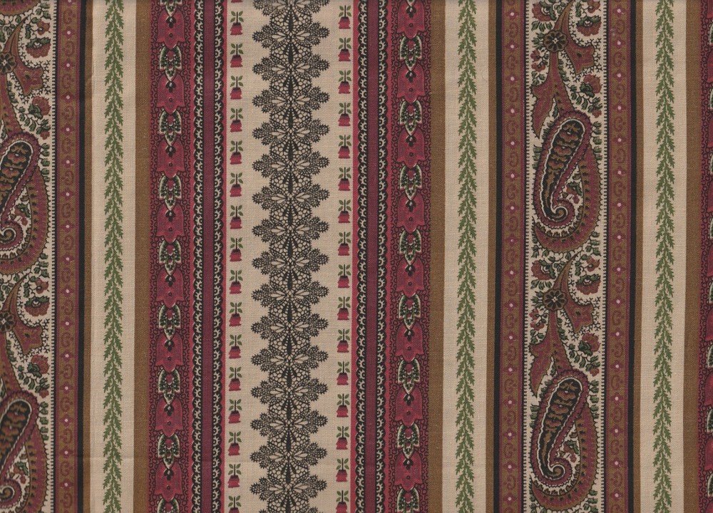 1/2 Metre Red Paisley Stripe, Marcus Bros. Textiles, Patchwork/Quilting