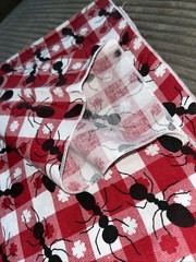 Large Ants RED GINGHAM Picnic Plaid Checks Cotton Vintage Fabric 3.1 yards x44”