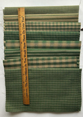 8 GREEN Check Plaid Stripe 100% Cotton Homespun FAT 8THS (9″ X 21/22″)