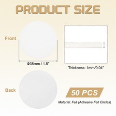 50Pcs Adhesive Felt Circles 1.5″ Round Non-Woven Felt Stickers White]