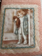 VTG Bessie Pease Gutmann Flannel Panel Four 10”x12” w/ Poly Batting 21½” x23½”