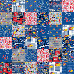 Licensed University of Kansas Cheater Quilt Printed Cotton Fabric-Kansas