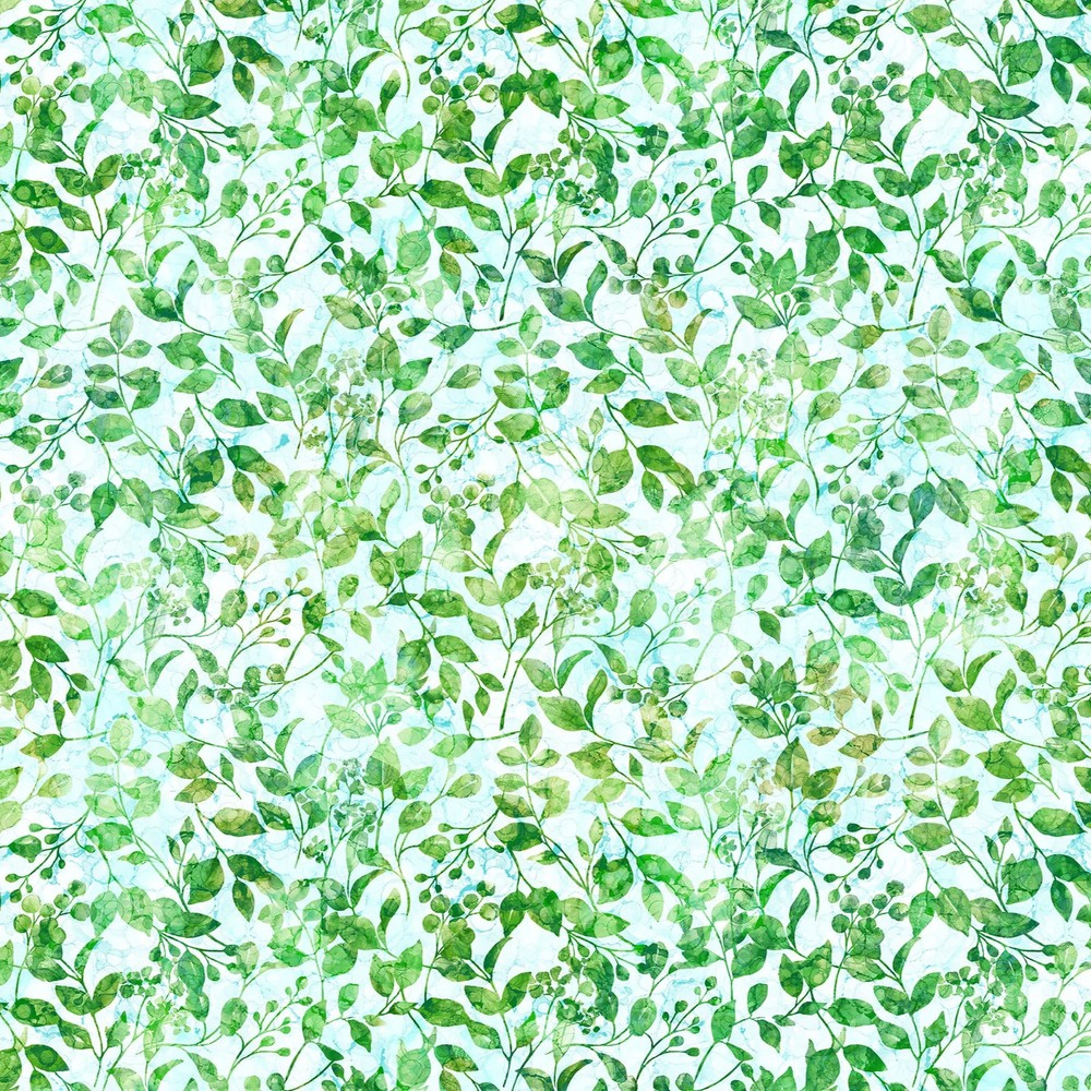 NORTHCOTT – Concerto – Trailing Leaves – Pale Blue/Green 1/4yd