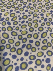 “Go Girl” Ovals & Polka Dots Fabric Remnant By Top Drawer Blue Green And White