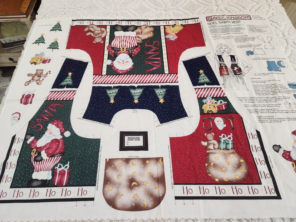 Vintage Daisy Kingdom 1997 Noel Santa Vest Panel Christmas Adult Cut & Sew S M L