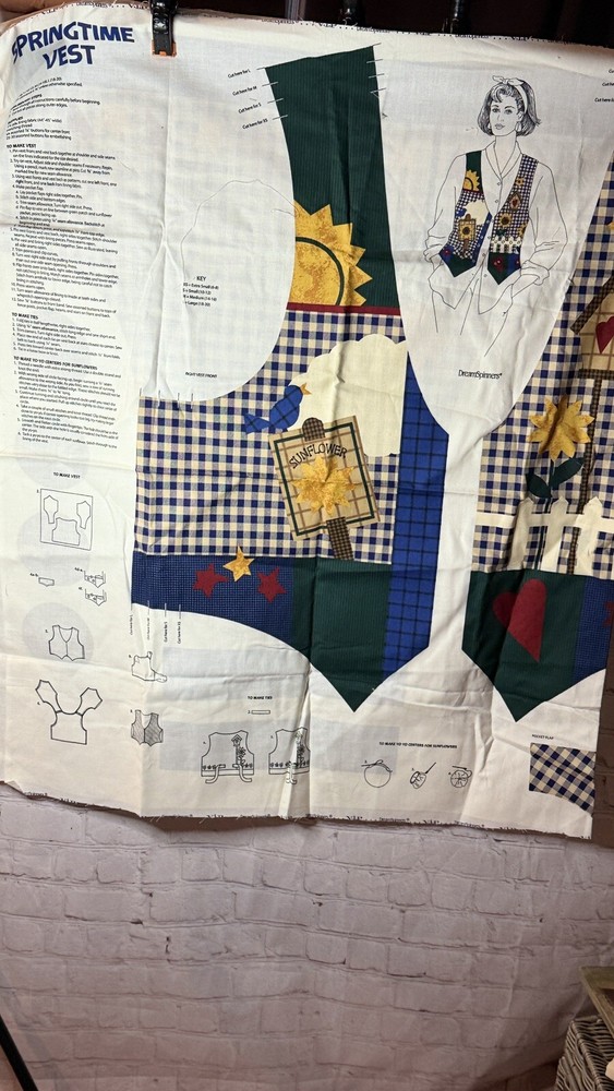 Vtg. Fabric Cut & Sew Panel “Springtime Vest” *VIP Dreamspinners *Size XS-L
