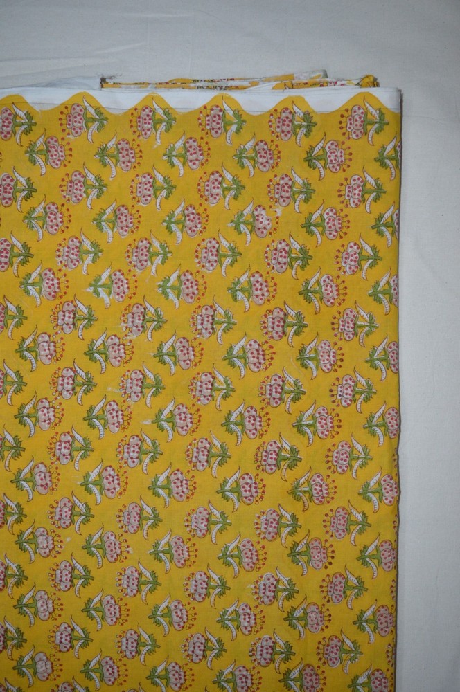 NO TARRIF CHARGES 100%✅ZK_184 Hand Block Floral Print 100%Cotton 2 Yard Fabric#