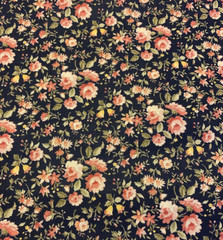Vintage Fabri-Quilt FQ ” The MVP Collection” Dark Navy Pink Floral Print OOP