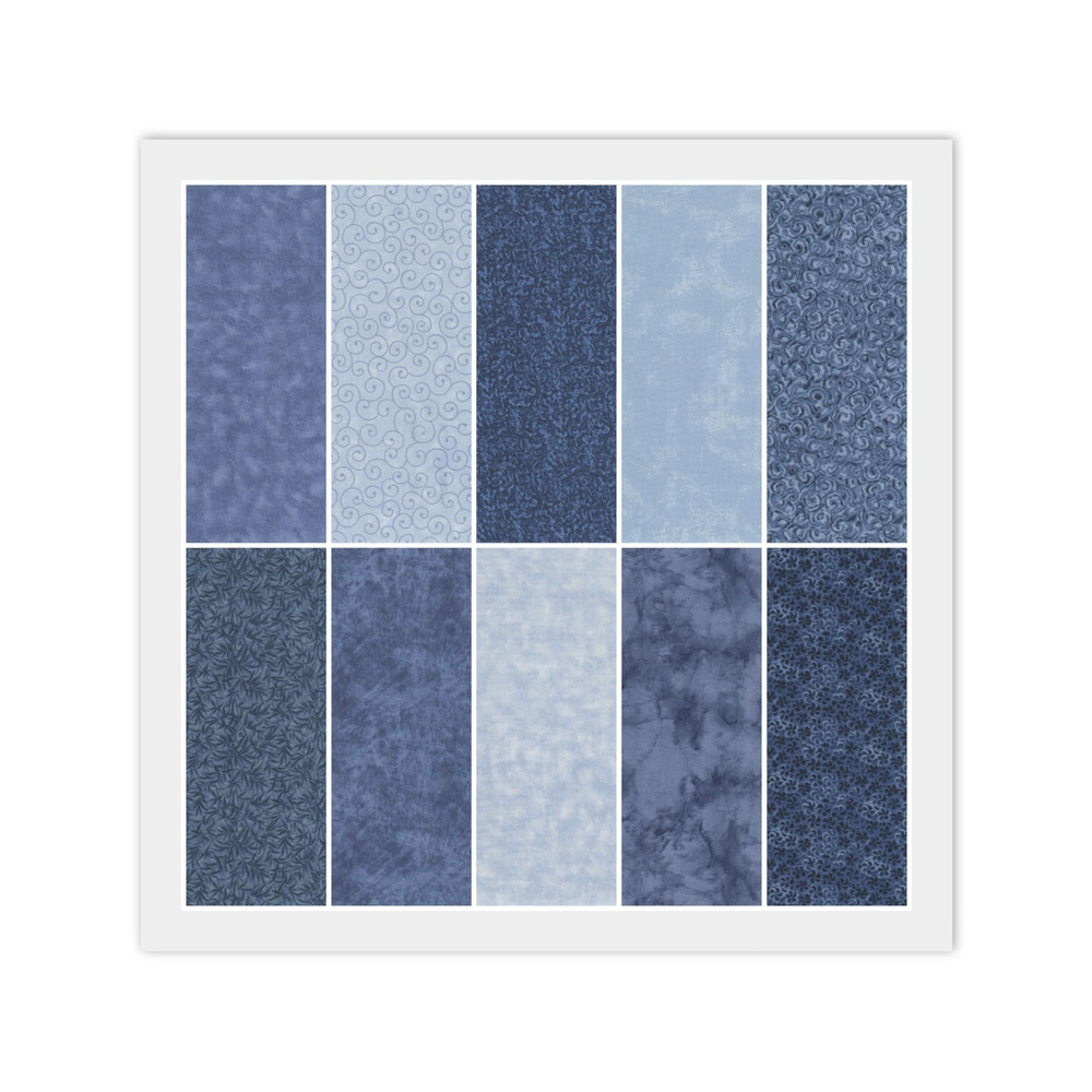 Blue Color LAYER CAKE: 20) 10″ x 10″ Squares, 100% Quilting Cotton Fabric