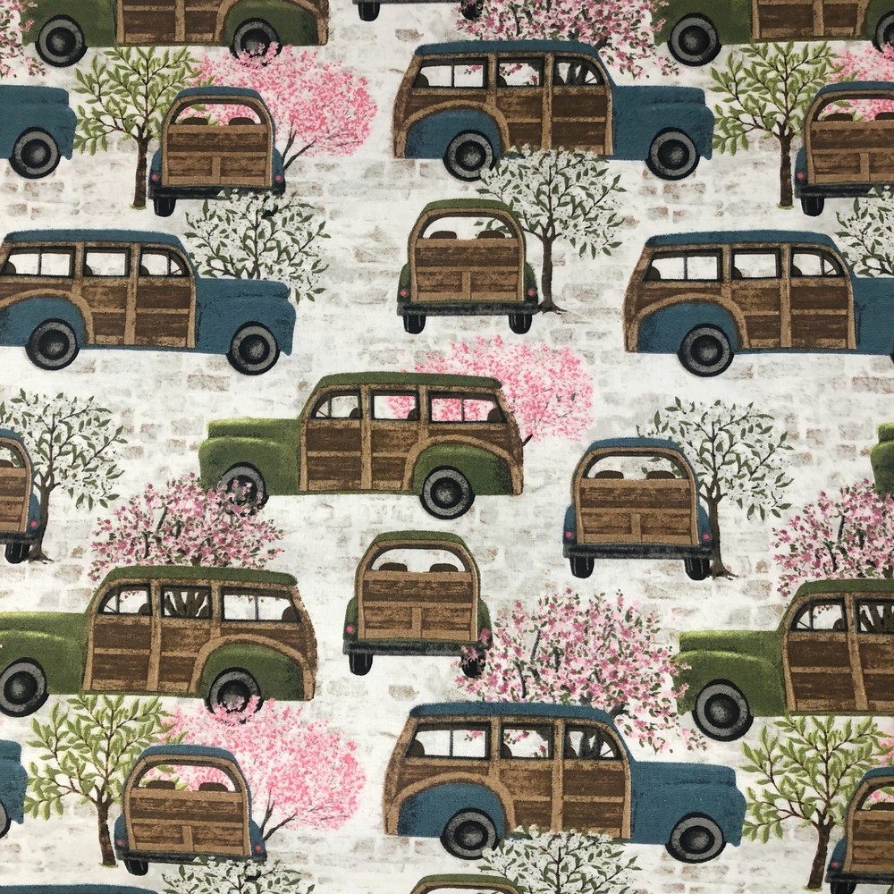 1 Yard 3 Wishes Touch of Spring Wagoneer in White Beth Albert Cotton Fabric BTY