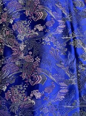 Blue Hong Kong Silk – with beautiful scenic design 4yards