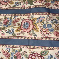 FLORAL STRIPES WITH Blue And Pink JOAN KESSLER- 2.5 Yds