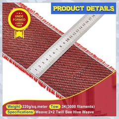 9.84ft x 4in Red Carbon Fiber Twill Weave: Industrial Strength for Multiple Uses
