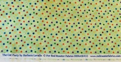 “The Cat Party” Polka Dot Fabric By Red Rooster Fabrics Green White Orange BTHY