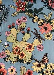 Alexander Henry Hacienda Cactus Fabric BTY Desert Flowers Butterfly Chambray