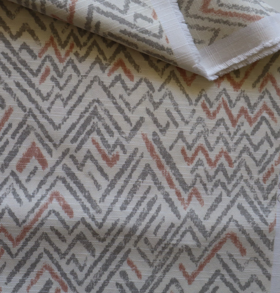 Vtg Waverly Home Decor Fabric, Contemporary Gray Geometric Zig Zag 1.8 yds