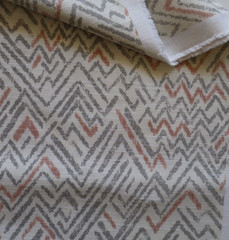 Vtg Waverly Home Decor Fabric, Contemporary Gray Geometric Zig Zag 1.8 yds