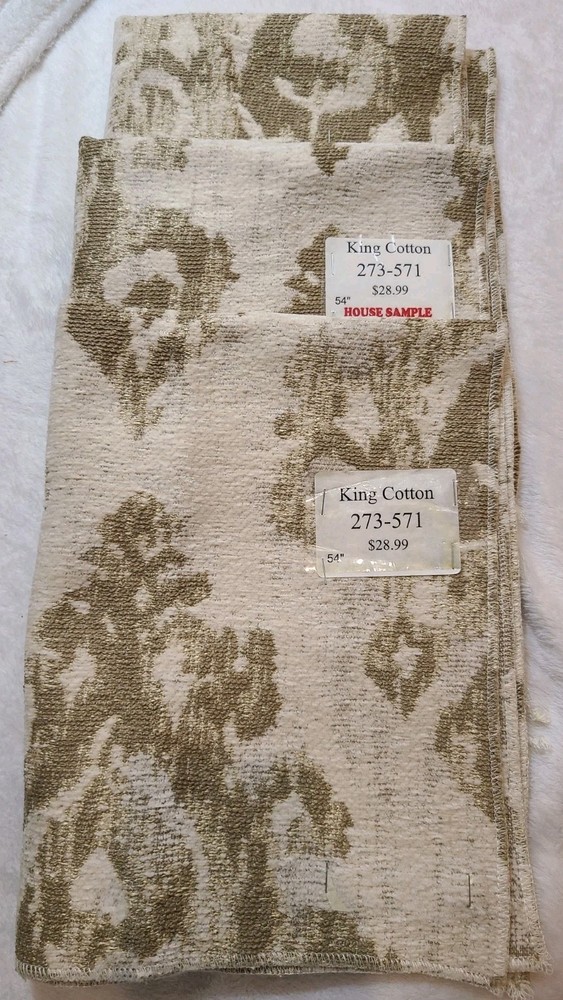 3 PCS Brown Cream Fabric Upholstery Samples Brocade Type Design 18″ X 23 1/2″