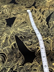 Lux by Timeless Treasures Quilting Fabric Butterfly Black Gold Metallic 40″ X 42