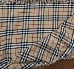PLAID FABRIC 100% COTTON BEIGE TARTAN Red White Black ClassicCheck 2.0 meter