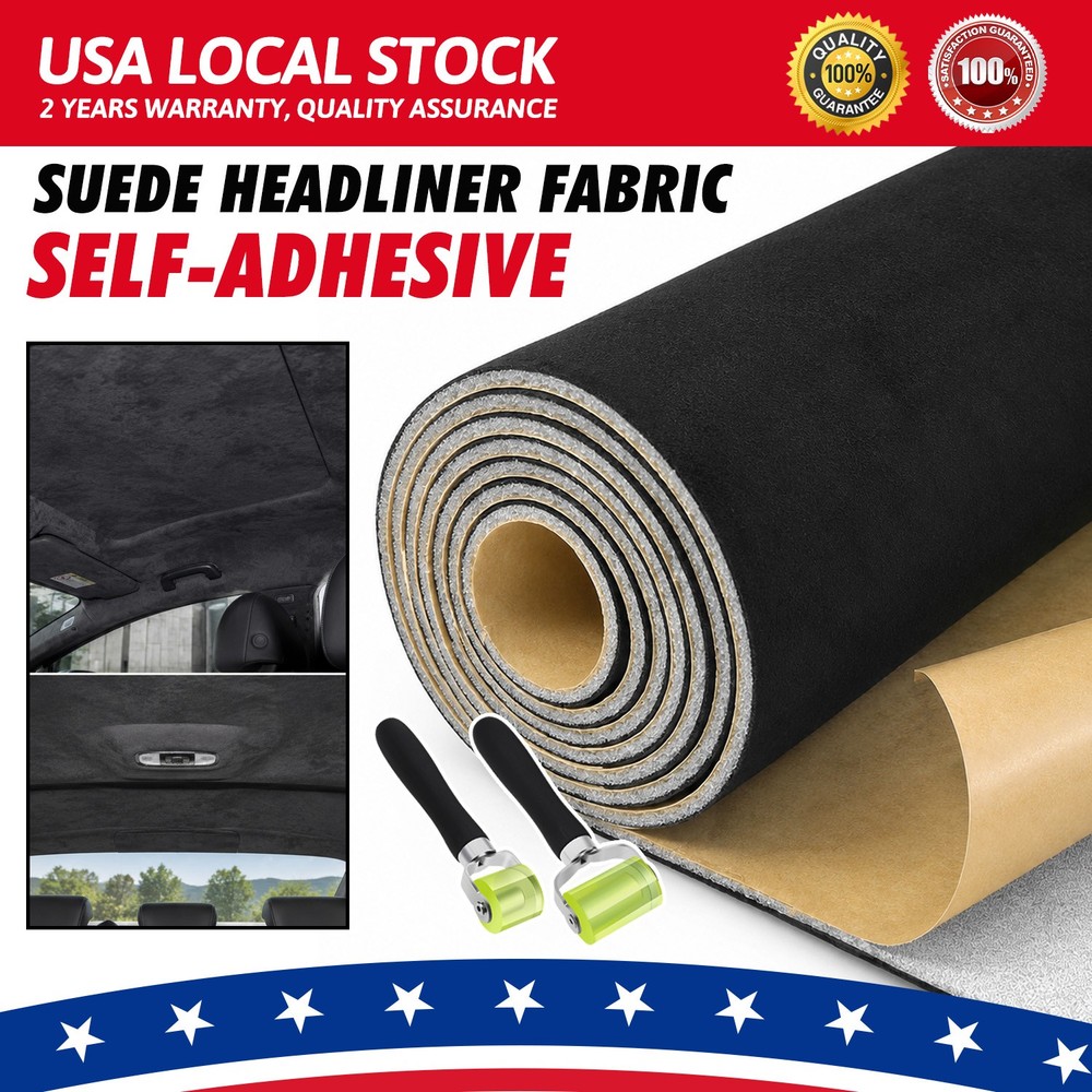 3mm 11.8″x59″ Self-Adhesive Suede Headliner Auto Interior Roof Repair+Tool
