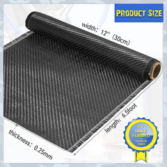 Tela De Fibra De Carbono-2X2 Tejido De Sarga 3KILO 220G 6.5 Ft X 12” Paquete De