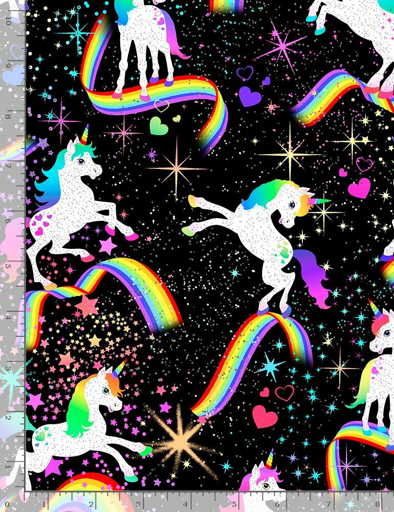 Unicorn Fabric Unicorns Half-Yard Space Silver Cotton Timeless Treasures CM8845