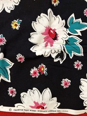 Cranston Print Works Schwartz Liebman Fabric Bright Floral Black Cotton 3.7yards
