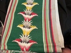 Vintage Bark Cloth Green Red Yellow 36 inches wide 46” long