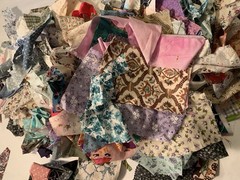 Grab Bag Of Vintage Fabric Scraps And Pieces/ 2 Lbs