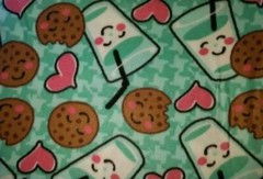 LOVE MILK AND COOKIES HEARTS AQUA FLEECE FABRIC 1 YARD + 20″ 56″ X 60″