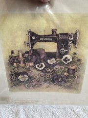 SEWING ROOM Antique BERNINA Panel Cotton Fabric Quilters Resource 11” X 11”